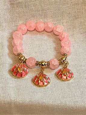 Pink Beaded Shell Charm Bracelet - Brand